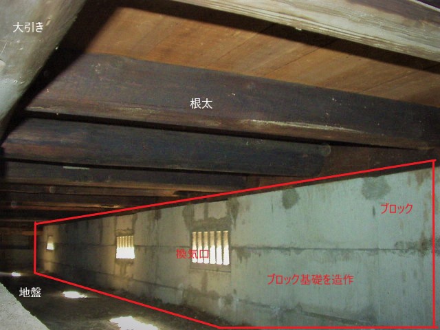 床下の補強工事の写真（雨漏り防水センター）
