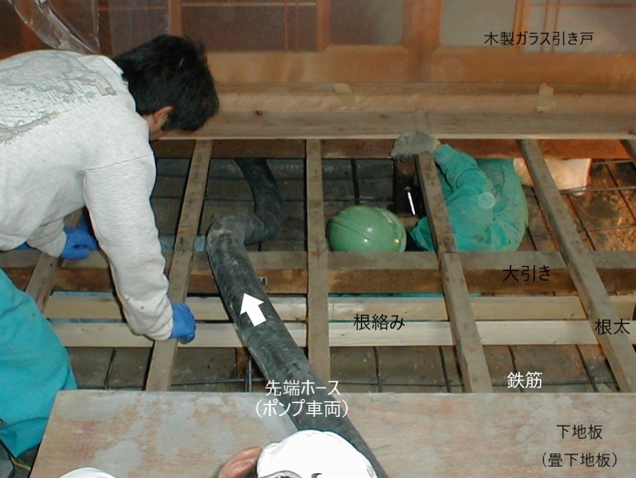 床下の補強工事写真（雨漏り防水センター）
